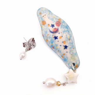 Silver Petals in Azure Waves Earrings